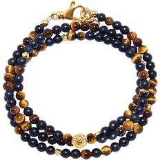 Nialaya Smycken Nialaya The Mykonos Collection Brown Tiger Eye, Matte Onyx and Gold Plated Herr Armband