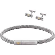 Sølv Manchetknapper Emporio Armani Armbånd Til Mænd EGS3044SET