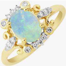 Multicoloured Rings 9ct Opal and Diamond Fancy Ring DOR1433