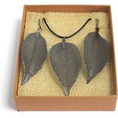 Ancient Wisdom Necklace & Earring Set Bravery Leaf Pewter