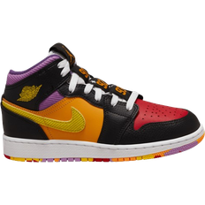 Nike Air Jordan 1 Mid Sneaker School GS - Black/University Red/Light Ultramarine/Opti Yellow