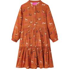 Bruna Klänningar vidaXL Kids' Dress Horses Print Cognac