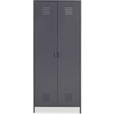 Mobili Premier Housewares Academy 2-Door Metal Wardrobe - Grey Powder Coat