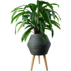 Pots, Plants & Cultivation Leaf Large Composite Blue Planter With Stand