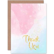 Gold Cards & Invitations ARTERY8 Wee Blue Coo Thank You Card Gold Lettering Texture Bright Typography Watercolour Greeting Card