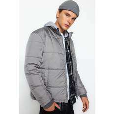 Trendyol Collection Men's Man Regular Fit Basic Standing Collar Woven Jacket - Grey