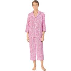Lauren Ralph Lauren Nattøj Lauren Ralph Lauren Heritage 3/4 Sl Classic Notch Pj Set - Pink