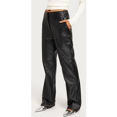 Leder Hosen Pieces Hose Schwarz Wide Leg für Damen