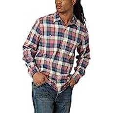 Flannel Shirts - Pink Wrangler Wrangler Authentics Men's Cloud Flannel Woven Shirt, Withered Rose