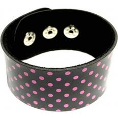 Faux Leather Bracelets Rock Daddy Armband Schwarz mit Pinken Punkten