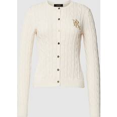 Lauren Ralph Lauren Cable-Knit Cotton Cardigan Cream White Knitwear Top XS, MASCREAM