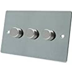 AET FSC3GDIM40 400 W 10 A 3-Gang 2-Way Satin Chrome Flat Triple Light Dimmer Switch