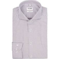 Golf - Uomo Camicie Olymp Shirt Level Print White Bordeaux Burgundy