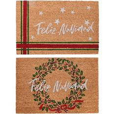 Red Entrance Mats Dkd Home Decor Doormat White Red Green PVC Coconut Fibre White, Red, Brown cm