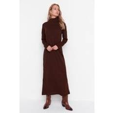 Braun - Langes Kleid Kleider Trendyol Collection Braunes Rollkragenpulloverkleid TCTAW23EB00001