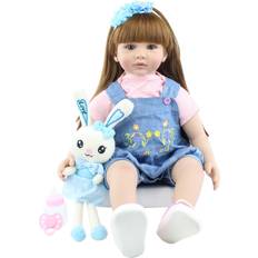 22''Handmade Lifelike Baby Girl Doll Silicone Vinyl Reborn Newborn Dolls Clothes Baby Doll Toy