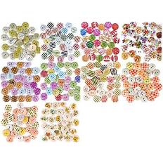 Multicoloured Buttons Colourful craft wooden buttons set, 300 pieces, wooden buttons with different beautiful designs