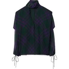 Burberry Blouses Burberry Check Silk Chiffon Blouse