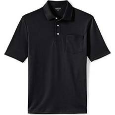 Lands' End Men Polo Shirts Lands' End Short Sleeve Pocket Supima Polo Black Regular