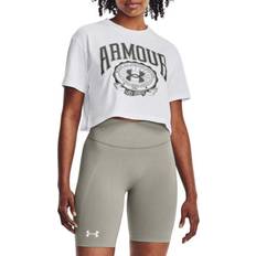 Under Armour Cropped Magliette Under Armour Collegiate Crest Crop Top SS - White