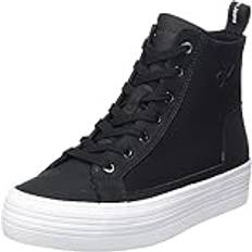 Calvin Klein Jeans Women Trainers Bold Mid Flatform Lace Vulcanised, Black Black/Bright White