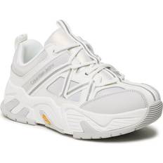 Calvin Klein Leather Vibram Chunky Trainers WHITE