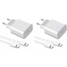 Teknikproffset 2-pack Lader for iPhone 15 Android 20W med USB-C til USB-C Hurtiglader