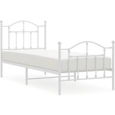 90cm - Metal Bed Frames vidaXL white, 90 headboard & footboard Metal Bed Frame Bed Base Headboard 4FT Double