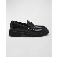 Valentino Garavani Women Loafers Valentino Garavani Black Rockstud Calfskin Loafers 0NO Nero IT