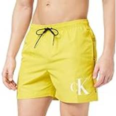 Calvin Klein Yellow Swimming Trunks Calvin Klein Medium Drawstring Side Logo Blanco Negro - Yellow/Black