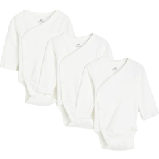 V-Neck Bodysuits H&M Baby Wrapover Bodysuits - White