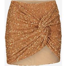 Gull Skjørt Self-Portrait Sequin Mini Skirt Gold