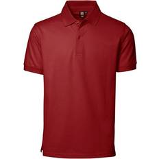 ID Mens Pique Short Sleeve Regular Fitting Polo Shirt Red