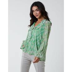Chiffon Tops Blue Vanilla Chiffon Frill Green