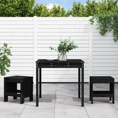 Schwarz Bargruppen vidaXL 3-tlg Garten-Bistro-Set Schwarz Massivholz Bargruppe