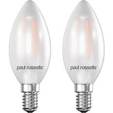 Light Bulbs Paul Russells paul russells Small Edison Screw LED Filament Pearl Frosted Candle E14 Light, 25w Equivalent Replacement 2.5W 250LM 2700K Warm White C35 Bulbs