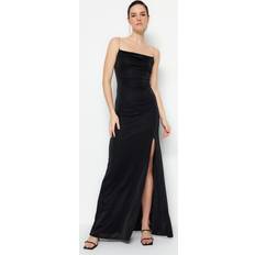 Lange Kleider - Polyamid Trendyol Collection Damen Maxikleid, enganliegend, gestrickt, Schwarz