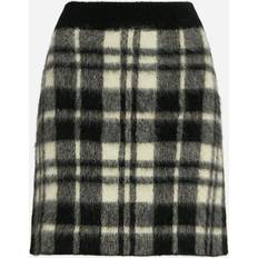 Polo - Women Skirts Polo Ralph Lauren Plaid Alpaca Blend Miniskirt Cream/Black Plaid