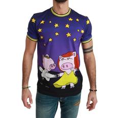 Dolce & Gabbana Herre T-shirts Dolce & Gabbana Purple Cotton Top 2019 Year of the Pig T-shirt IT44