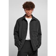 Urban Classics Herren Gewatteerde nylon shirt Jacke, Schwarz