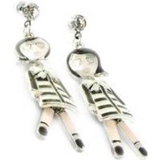 Grey - Men Earrings Les Trésors de Lily [H9794] Designer earrings 'Mangas' gray white Grey