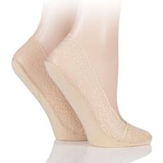 Natural - Women Socks Elle Pair Lace Shoe Liner Socks with Grip Natural 4-8