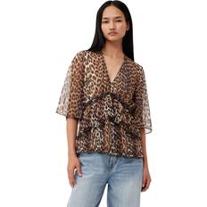 Brown - Women Blouses Ganni Brown Pleated Blouse DK