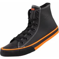 Harley Davidson Mens Nathan Leather Biker Trainers Black Orange