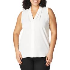 Calvin Klein Blouses Calvin Klein Women's Sleeveless Blouse with Inverted Pleat Standard and Plus Soft White