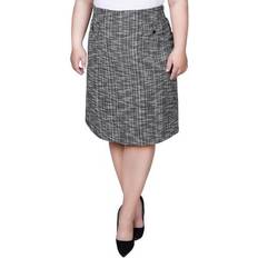 Skirts NY Collection Womens Slim Double Knit Skirt BLACK GREY 2X