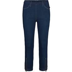 Byxor & Shorts LauRie Piper Regular Crop Dark Blue Bukser 100753 Dark Blue Denim