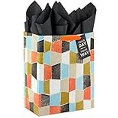 Orange Gift Bags Hällmark 33 cm große Geschenktüte mit Seidenpapier und Geschenkanhänger Your Day Your Way Orange, Schwarz, Blau, Grün für Geburtstage, Vatertag, Abschlussfeiern, Ruhestand