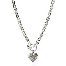 Guess Necklaces Guess Toggle Logo Charm Necklace - Silver/Transparent