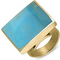 Montblanc 18ct Yellow Gold Turquoise Hallmark Square Ring Gold